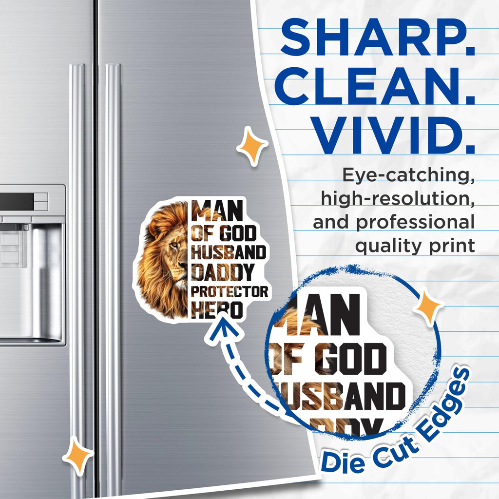 (2 Pack) Lion Man of God Magnets - Husband Daddy Protector - Hero Decorative Magnets - 5" On Longest Side - Premium Magnet - for Cars, Refrigerators, Toolboxes, Lockers - Made in USA - MAG15722