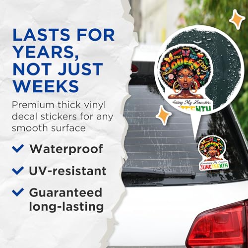 (2 Pack) Queen Stickers - Remembering My Ancestors - Juneteenth - Proud Cool Beautiful - 5" On Longest Side - Sticks to Smooth Flat Surfaces - Made in USA - BMCS7362