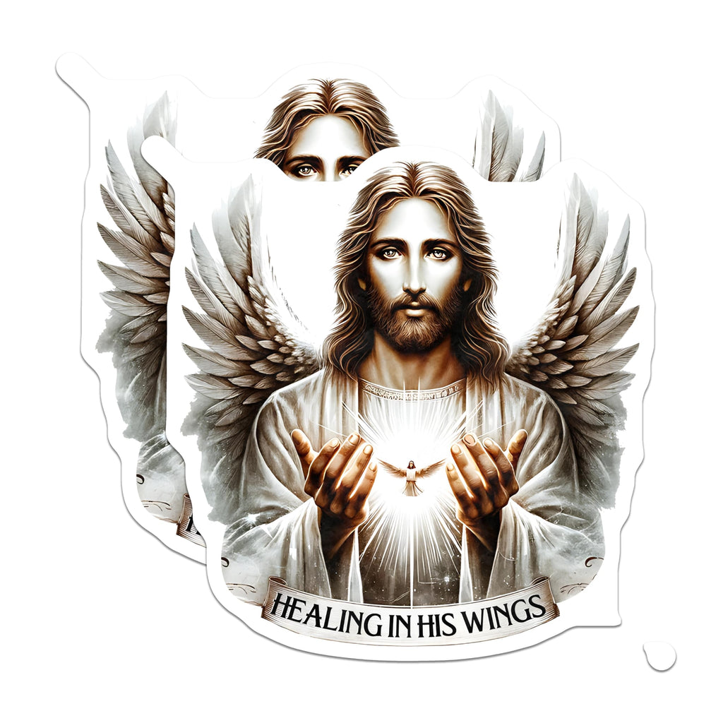 (2 Pack) Jesus Healing Wings Magnets - Christian Spiritual Faith Decor - Divine Comfort Inspiration Art - 5 Inches On Longest Side - Thick Durable Magnet - Made in USA - MAG30800