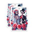 (2 Pack) Skeleton Wedding Magnets - Gothic Romance Tarot Card Art - Dia de Los Muertos Eternal Love Refrigerator Decor - 5 Inches On Longest Side - Thick Durable Magnet - Made in USA - MAG21652