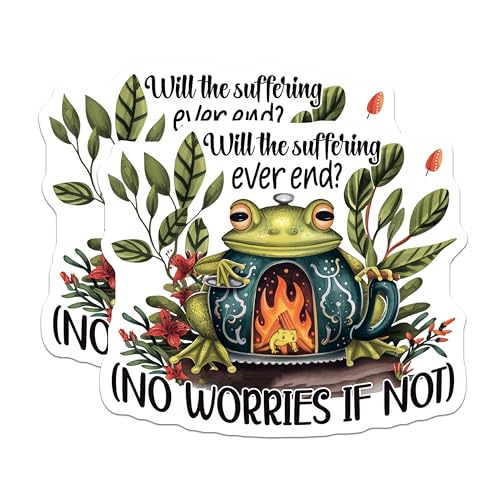 (2 Pack) Funny Frog Stickers - Motivational Frog Quote Stickers - Inspirational Animal Stickers - 5" On Longest Side - Sticks to Smooth Flat Surfaces - Made in USA - BMCS4355