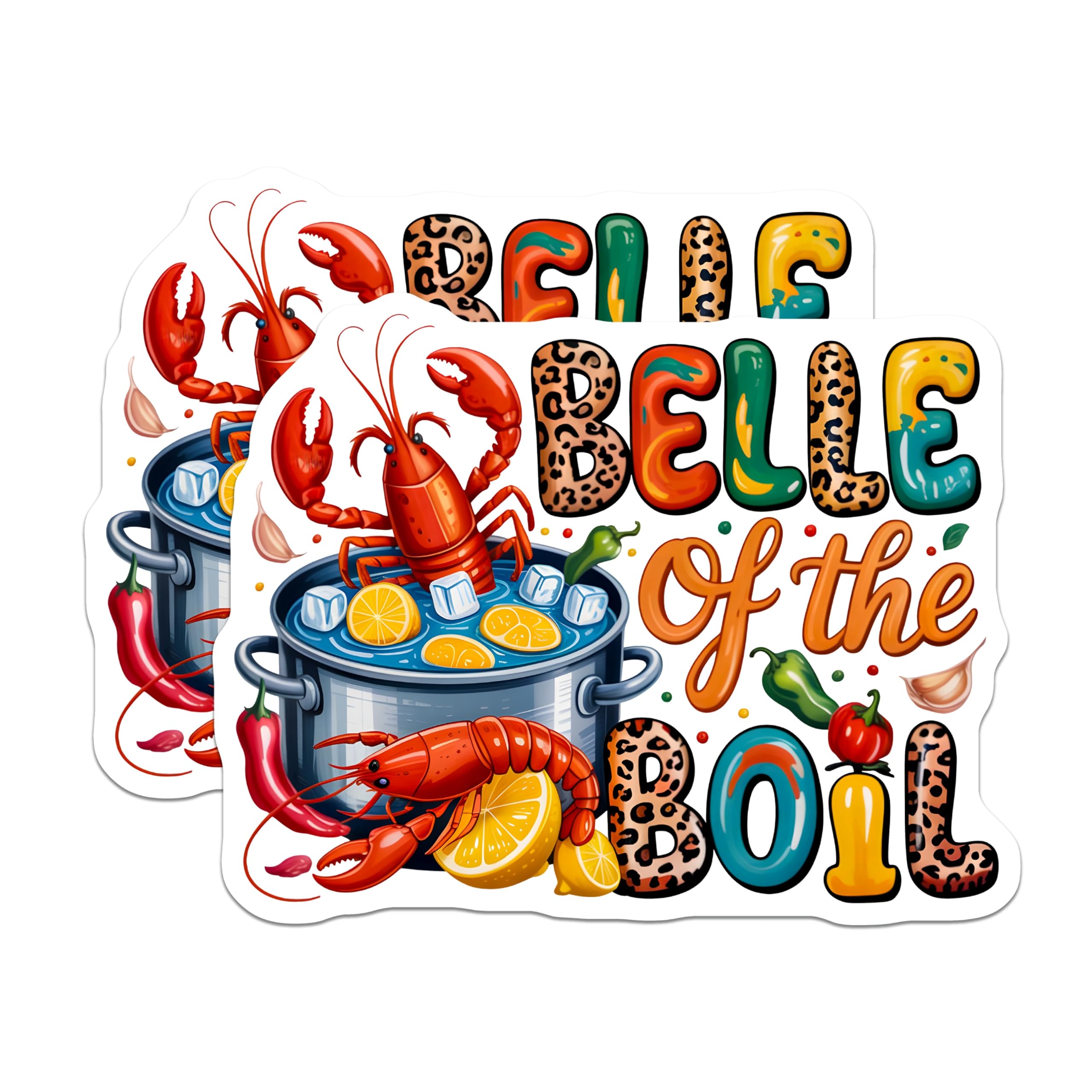 (2 Pack) Belle of the Boil Crawfish Magnets - Southern Seafood Boil Party Decor - Louisiana Kitchen Accessory - 5 Inches On Longest Side - Thick Durable Magnet - Made in USA - MAG23824