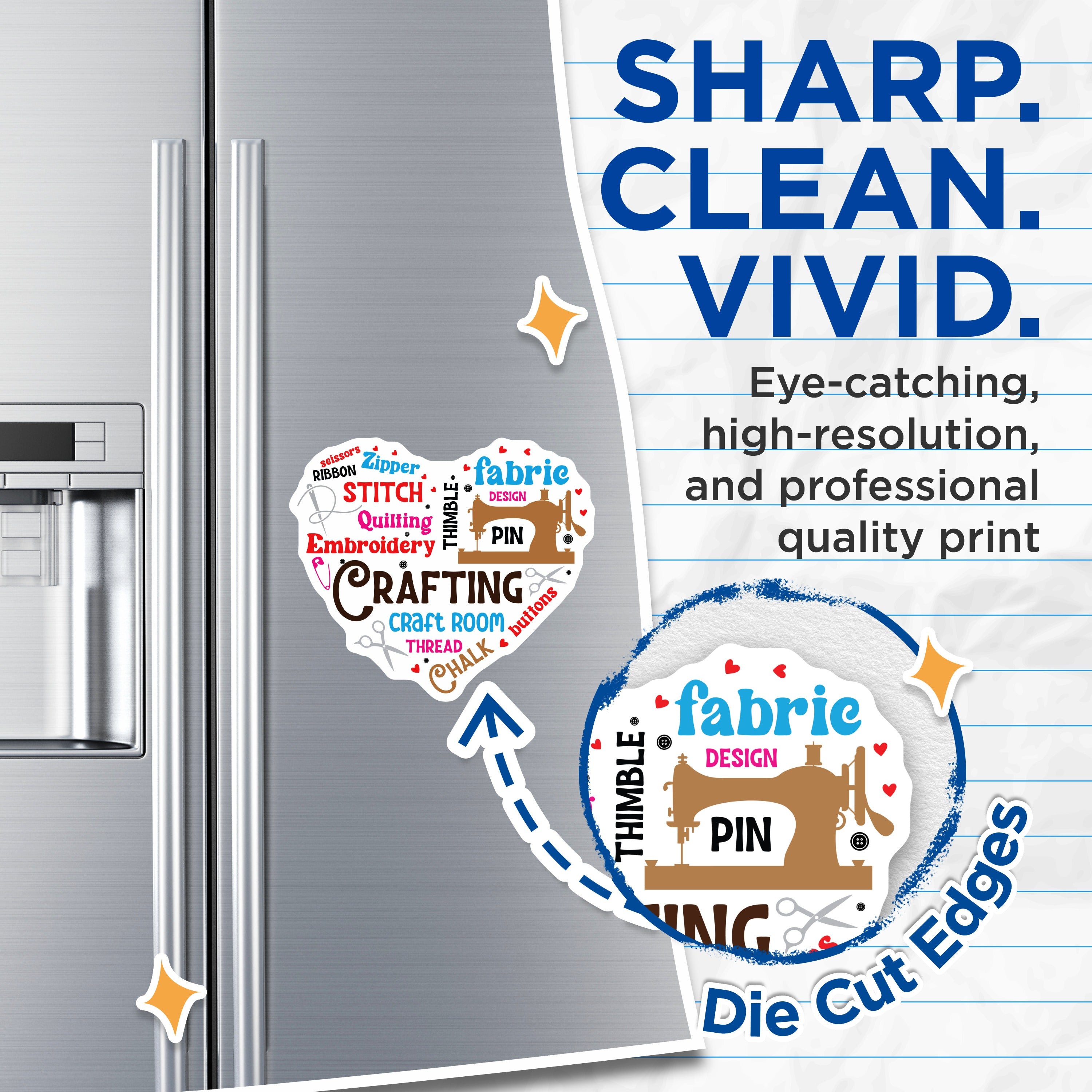 (2 Pack) Crafting Magnets - Sewing Room Decor - Quilting Embroidery Lover - DIY Creative Enthusiast - Craft Mom Refrigerator Sticker - 5" - Thick Durable Magnet - Made in USA - MAG39330