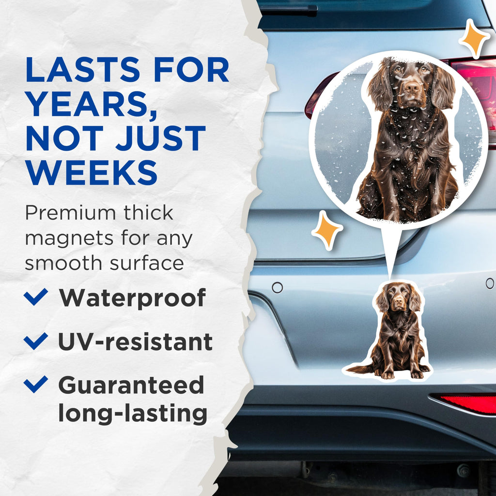 (2 Pack) Flat Coated Retriever Dog Magnets - Brown Dog Pet Lover - Pet Memorial Home Decor - 5 Inches On Longest Side - Thick Durable Magnet - Made in USA - MAG28389