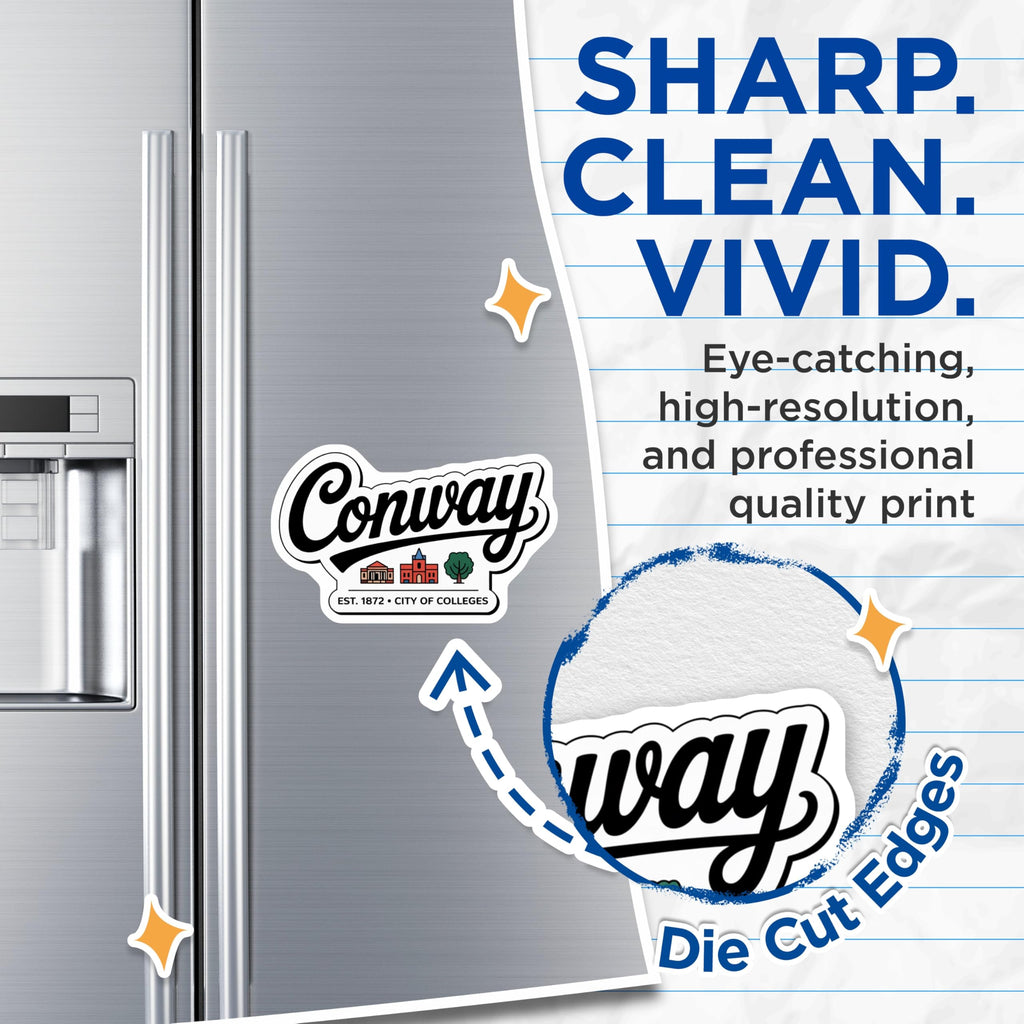 (2 Pack) Conway Arkansas Magnets - City of Colleges - Souvenir Fridge Decor - 5" On Longest Side - Premium Magnet - for Cars, Refrigerators, Toolboxes, Lockers - Made in USA - MAG18948