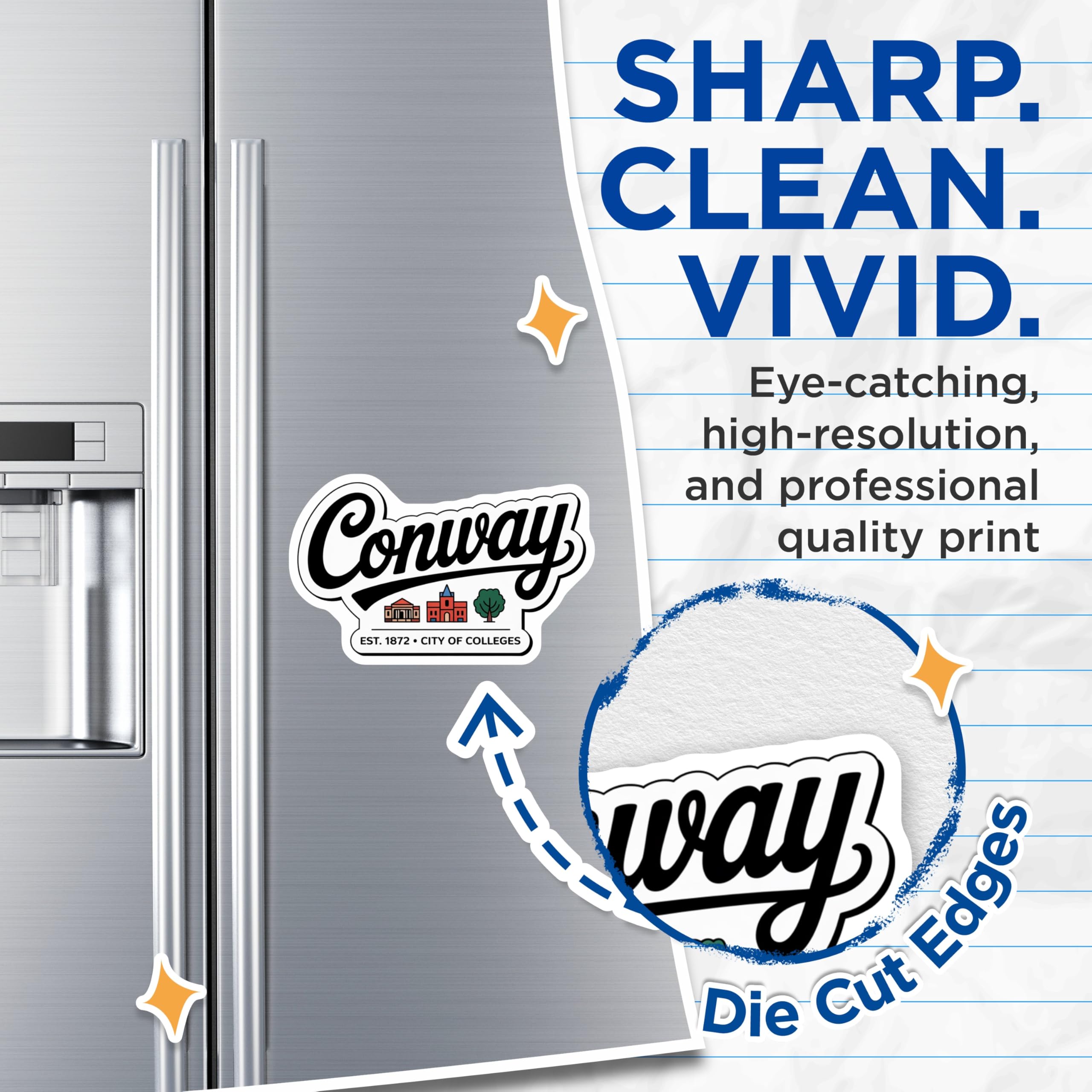 (2 Pack) Conway Arkansas Magnets - City of Colleges - Souvenir Fridge Decor - 5" On Longest Side - Premium Magnet - for Cars, Refrigerators, Toolboxes, Lockers - Made in USA - MAG18948