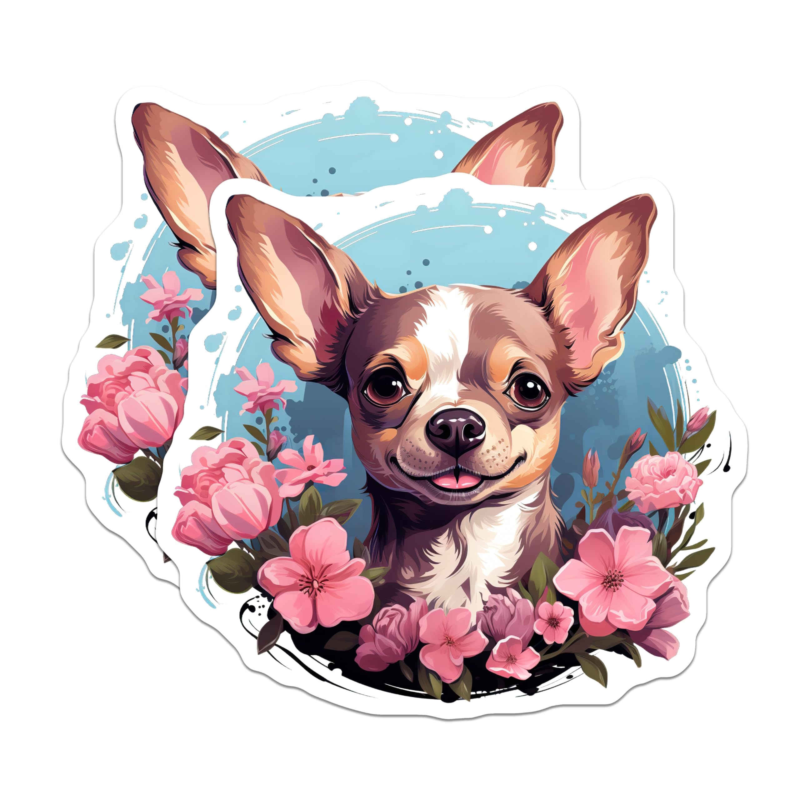 (2 Pack) Chihuahua Magnets - Dog Mom Floral Decor - Cute Puppy Fridge Accessories - Animal Lover Chihuahua Art - 5 Inches On Longest Side - Thick Durable Magnet - Made in USA - MAG30762