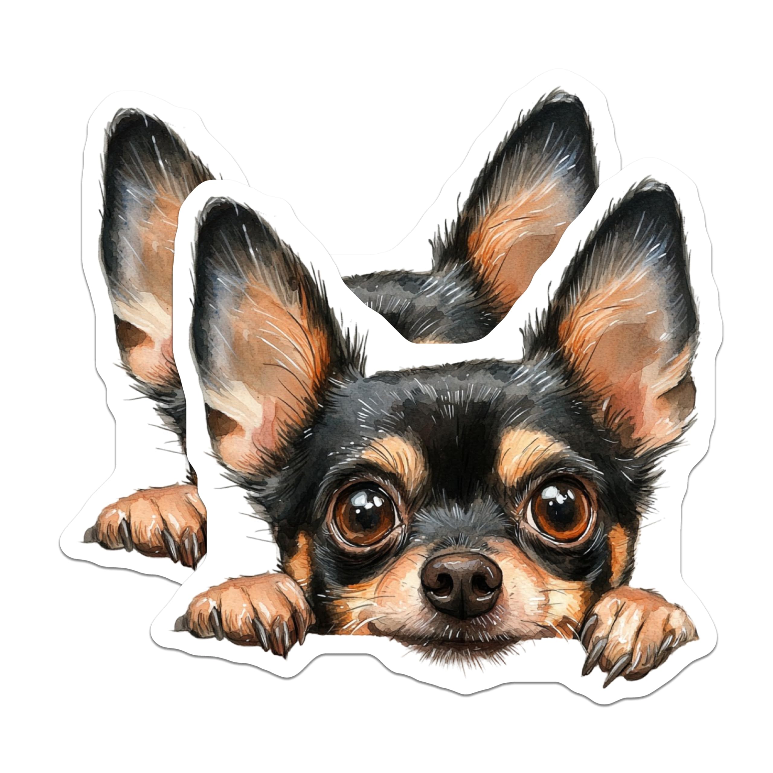 (2 Pack) Chihuahua Magnets - Dog Breed Magnets - Watercolor Pet Magnets - 5" On Longest Side - Premium Magnet - for Cars, Refrigerators, Toolboxes, Lockers - Made in USA - MAG15845