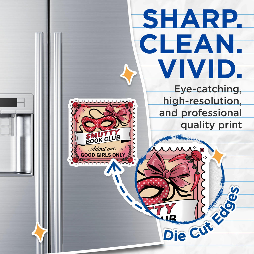 (2 Pack) Smutty Book Club Magnets - Naughty Reader Decor - Spicy Bookish Magnets - 5" On Longest Side - Premium Magnet - for Cars, Refrigerators, Toolboxes, Lockers - Made in USA - MAG16304