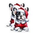 (2 Pack) Christmas French Bulldog Magnets - Cute Puppy Santa Hat Holiday Dog Decor - Refrigerator Locker Accent Winter Season - 5 Inches On Longest Side - Thick Durable Magnet - Made in USA - MAG27841