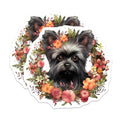 (2 Pack) Yorkshire Terrier Magnets - Whimsical Floral Wreath Dog Lover Decor - Adorable Puppy Refrigerator Art - 5 Inches On Longest Side - Thick Durable Magnet - Made in USA - MAG24370