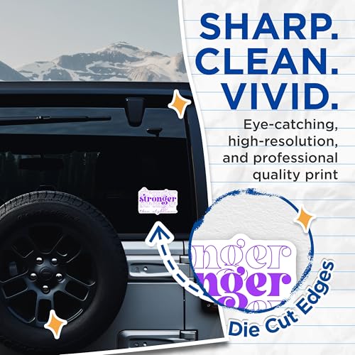(2 Pack) Stronger Than Alzheimer Stickers - Inspirational Quote Stickers - Support Awareness Stickers - 5" On Longest Side - Sticks to Smooth Flat Surfaces - Made in USA - BMCS9798