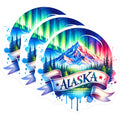 (3 Pack) Alaska Decals - Northern Lights Art - Laptop Decals- 3 Inches On Longest Side - Easy Peel & Apply - Made in USA - 3MCS5977