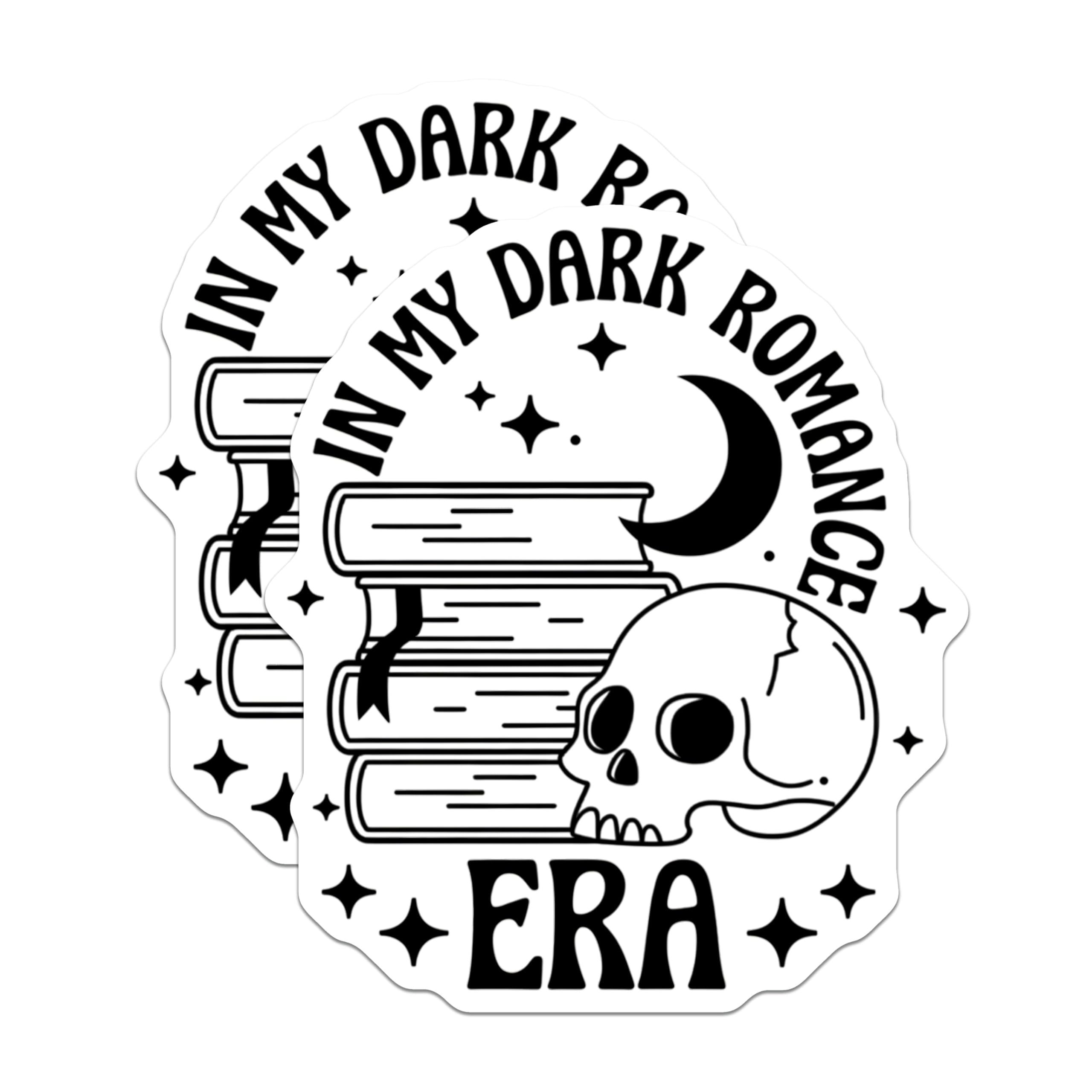 (2 Pack) Dark Romance Era Magnets - Gothic Reading Room Decor - Spooky Literary Aesthetic - Skull and Books Art - Moon Design - 5 Inches On Longest Side - Thick Durable Magnet - Made in USA - MAG22285