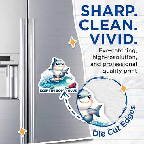 (2 Pack) Keep The Ocean Blue Magnets - Ocean Theme Decorations - Kids Room Decor - 5" On Longest Side - for Cars, Fridges, Toolboxes - Made in USA - MAG7959