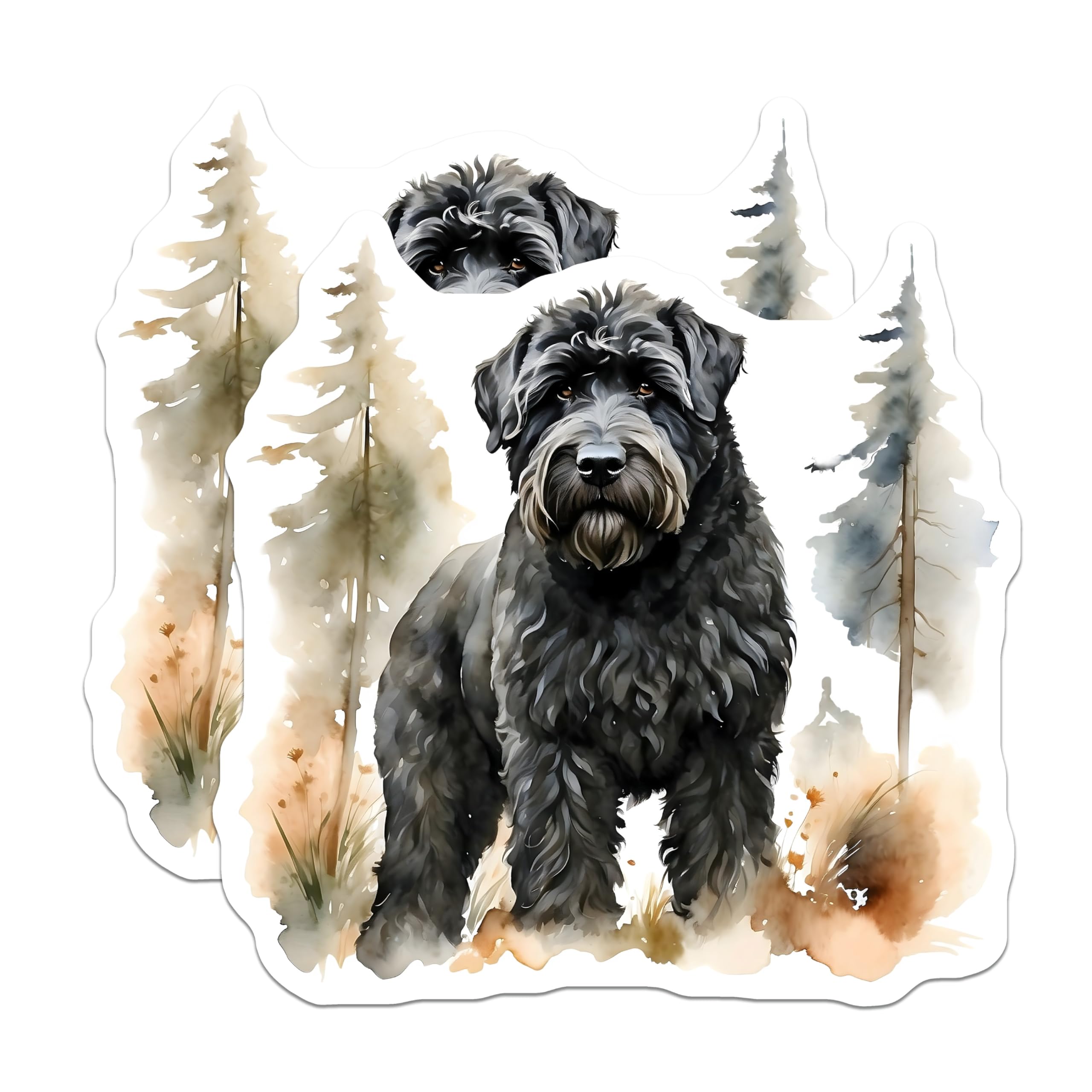(2 Pack) Black Russian Terrier Magnets - Bouvier des Flandres Decor - Dog Breed Art - 5" On Longest Side - Premium Magnet - for Cars, Refrigerators, Toolboxes, Lockers - Made in USA - MAG14031
