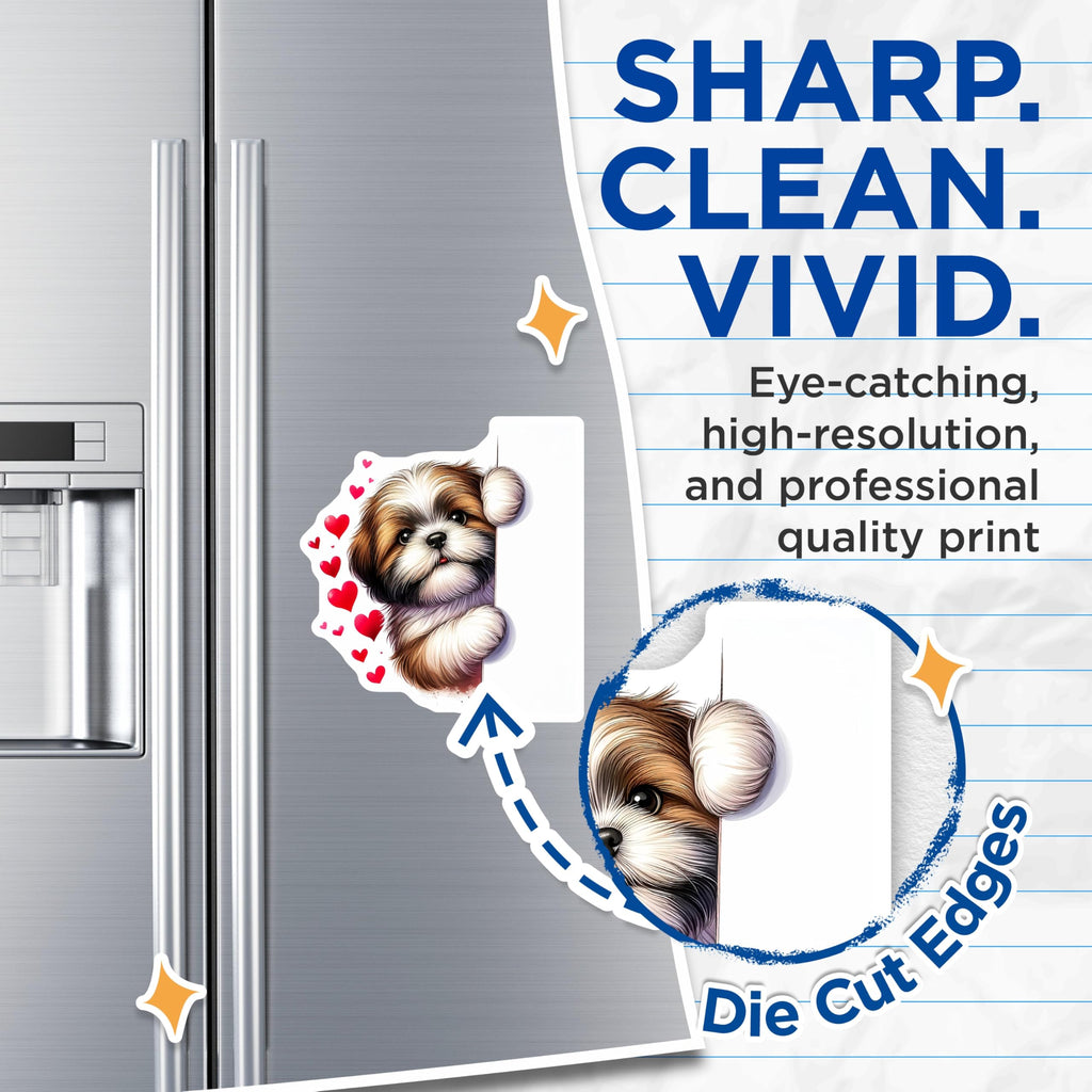 (2 Pack) Shih Tzu Magnets - Cute Dog Art - Puppy Fridge Decor - 5" On Longest Side - Premium Magnet - for Cars, Refrigerators, Toolboxes, Lockers - Made in USA - MAG14178