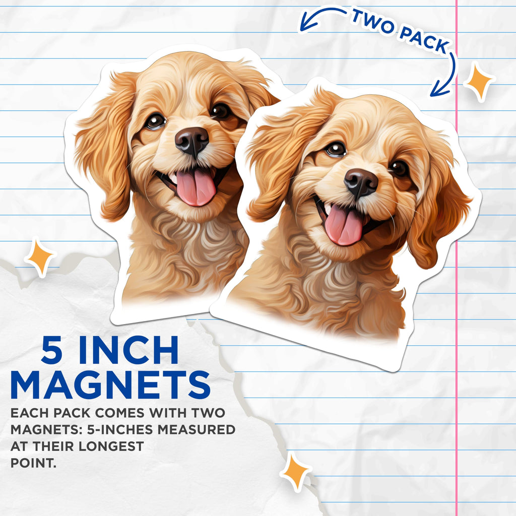 (2 Pack) Golden Retriever Puppy Magnets - Cute Dog Lover - Pet Parent Decor - 5 Inches On Longest Side - Thick Durable Magnet - Made in USA - MAG27888