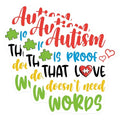 (3 Pack) Autism Awareness Decals - Love Needs No Words - Autism Puzzle Pieces - 3 Inches On Longest Side - Easy Peel & Apply - Made in USA - 3MCS7196