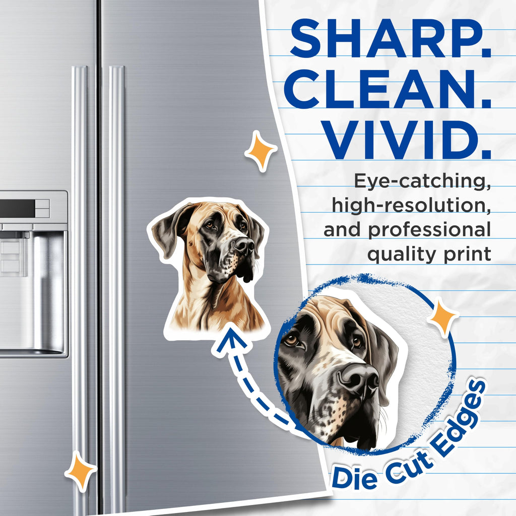 (2 Pack) Great Dane Dog Magnets - Fawn Great Dane Portrait Art - Pet Owner Refrigerator Decor - Dog Lover Display Accent - 5 Inches On Longest Side - Thick Durable Magnet - Made in USA - MAG28198