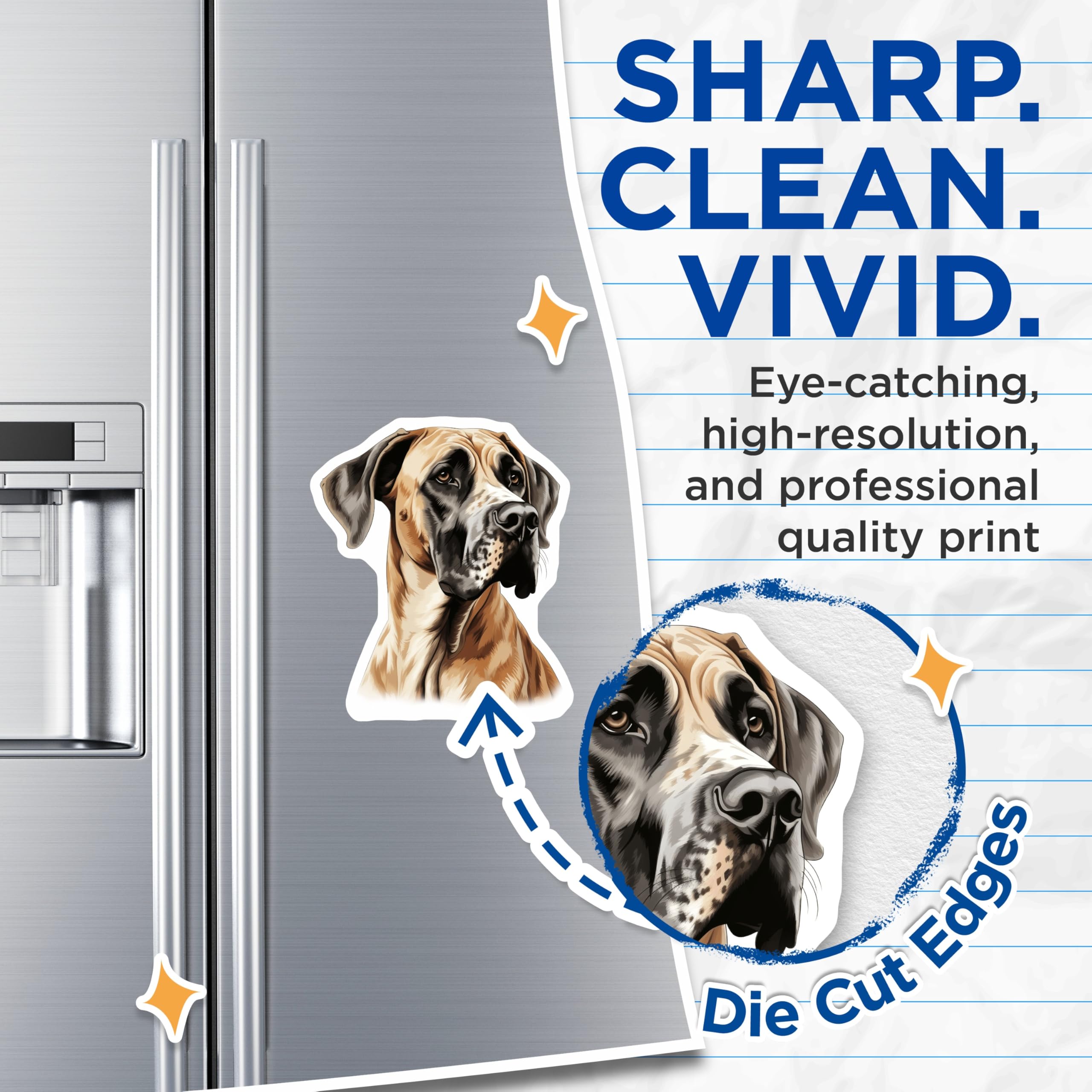 (2 Pack) Great Dane Dog Magnets - Fawn Great Dane Portrait Art - Pet Owner Refrigerator Decor - Dog Lover Display Accent - 5 Inches On Longest Side - Thick Durable Magnet - Made in USA - MAG28198