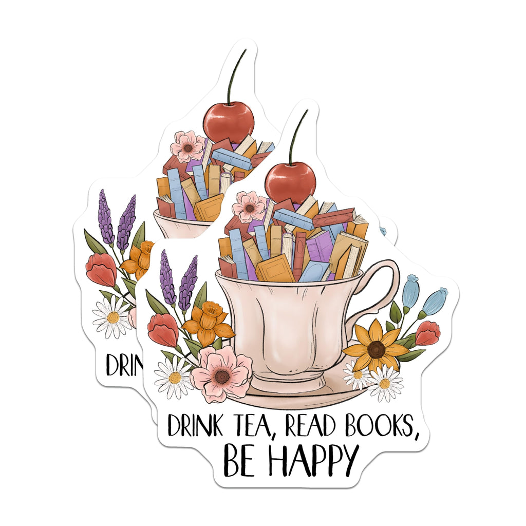 (2 Pack) Book Lover Magnets - Tea and Books Theme - Reader Refrigerator Magnets - 5" On Longest Side - Premium Magnet - for Cars, Refrigerators, Toolboxes, Lockers - Made in USA - MAG16373