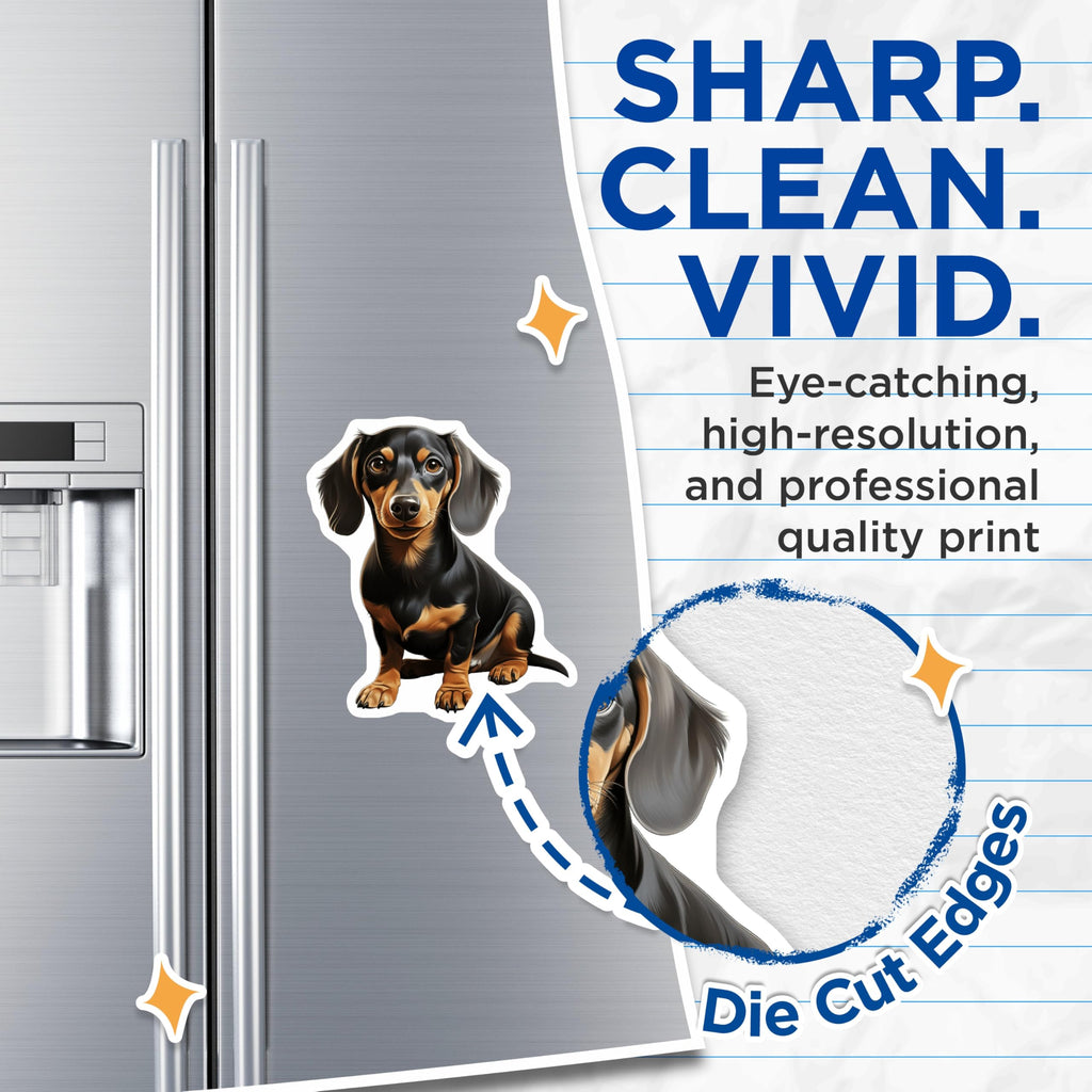 (2 Pack) Dachshund Dog Magnets - Cute Wiener Dog Art - Pet Lover Kitchen Decor - 5 Inches On Longest Side - Thick Durable Magnet - Made in USA - MAG26972