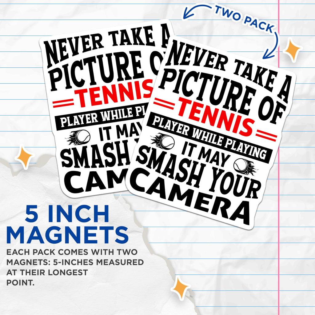 (2 Pack) Funny Tennis Player Magnets - Sports Humor Decor - Tennis Fan Refrigerator Accessory - 5 Inches On Longest Side - Thick Durable Magnet - Made in USA - MAG22478