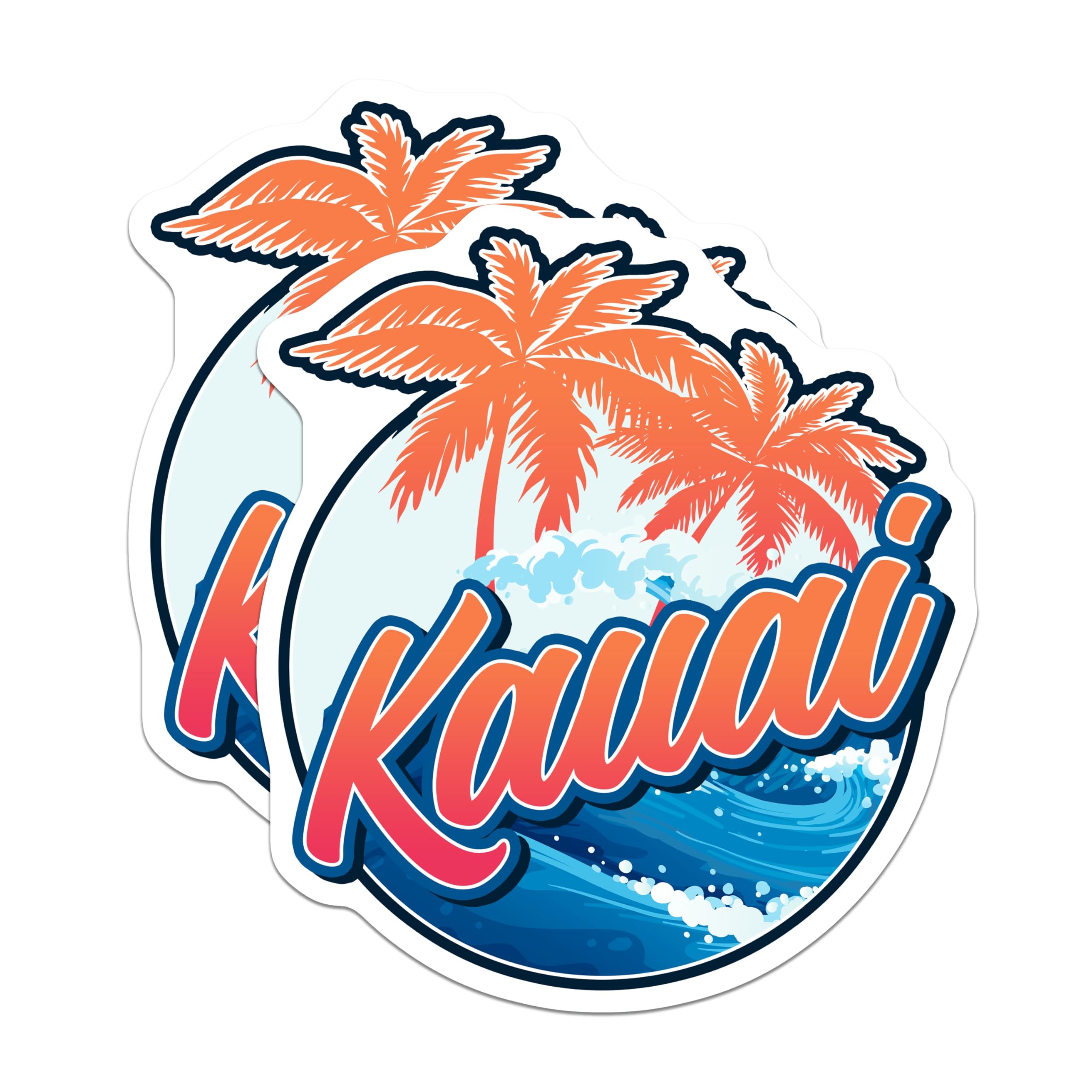 (2 Pack) Kauai Magnets - Hawaii Vacation - Tropical Palm Tree Refrigerator Magnets - 5" On Longest Side - Premium Magnet - for Cars, Refrigerators, Toolboxes, Lockers - Made in USA - MAG18924