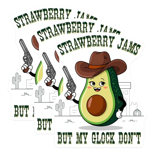 (3 Pack) Avocado Cowboy Decals - Funny Avocado - Gun Decals - 3 Inches On Longest Side - Easy Peel & Apply - Made in USA - 3MCS7139
