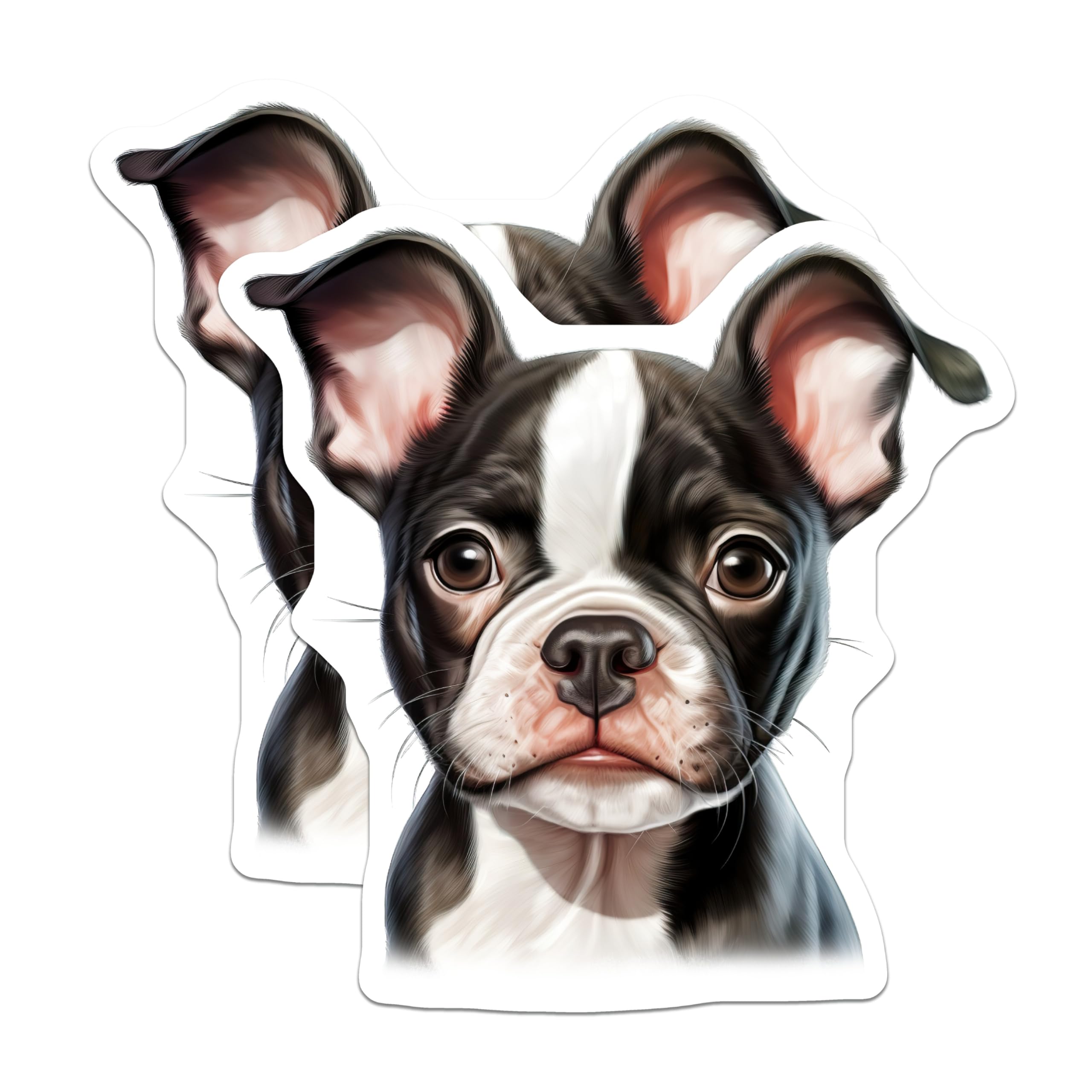 (2 Pack) Boston Terrier Puppy Magnets - Adorable Dog Art - Black White Canine - Pet Lover Decor Fridge Locker - 5 Inches On Longest Side - Thick Durable Magnet - Made in USA - MAG24331
