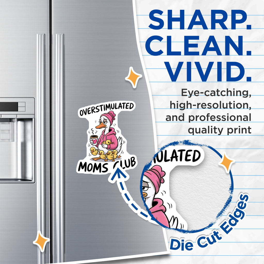 (2 Pack) Overstimulated Moms Club Magnets - Funny Mom Life - New Motherhood Fridge Decor - 5 Inches On Longest Side - Thick Durable Magnet - Made in USA - MAG37687
