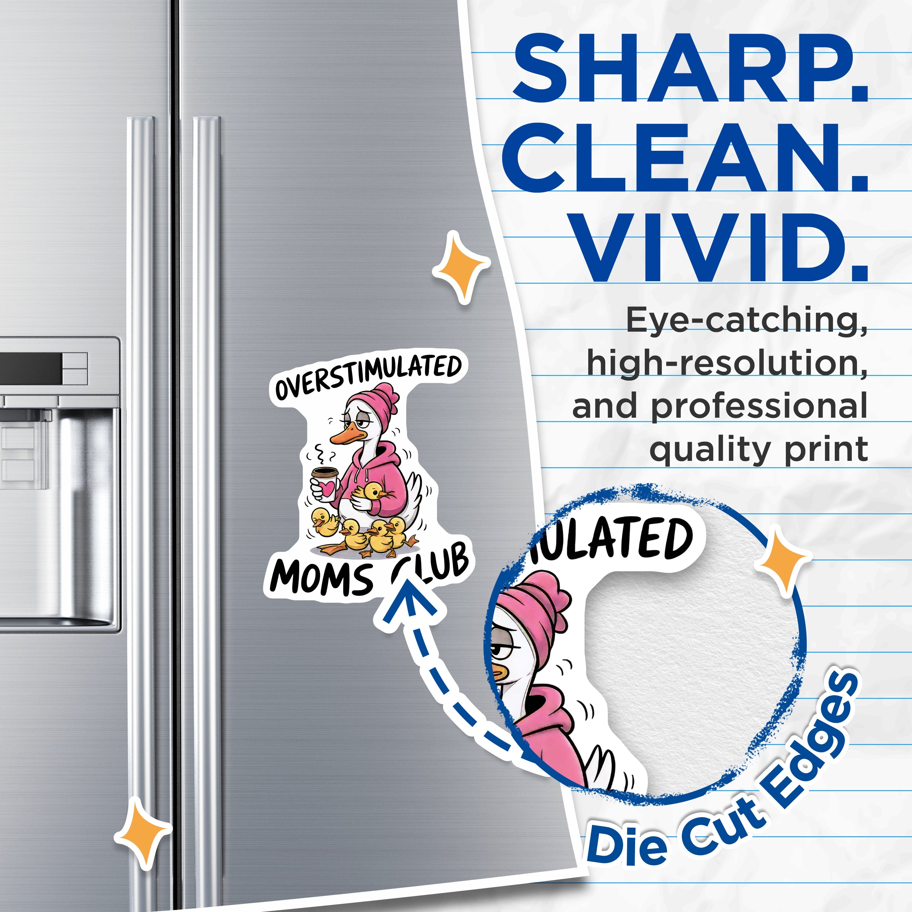 (2 Pack) Overstimulated Moms Club Magnets - Funny Mom Life - New Motherhood Fridge Decor - 5 Inches On Longest Side - Thick Durable Magnet - Made in USA - MAG37687