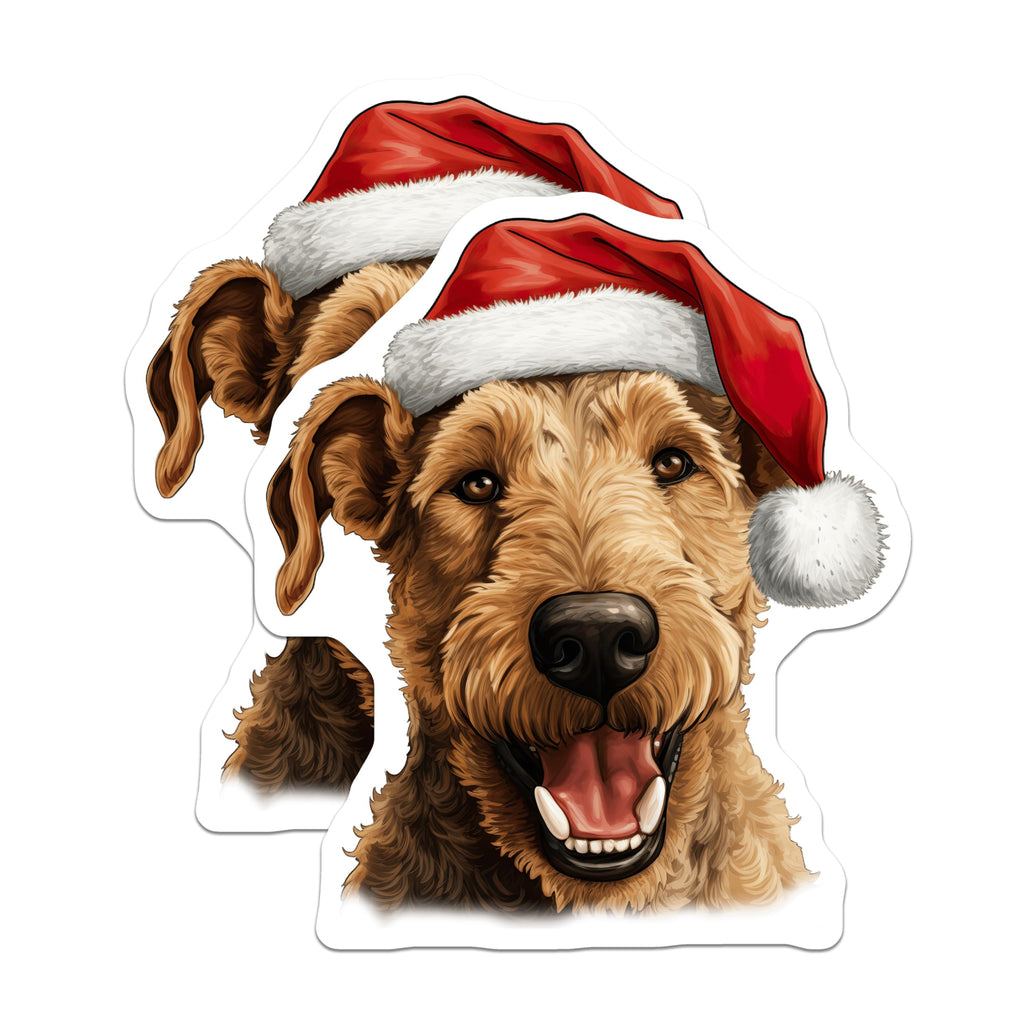 (2 Pack) Christmas Dog Magnets - Santa Hat Pet Decor - Holiday Fridge Locker Decorations for Home - 5 Inches On Longest Side - Thick Durable Magnet - Made in USA - MAG25332