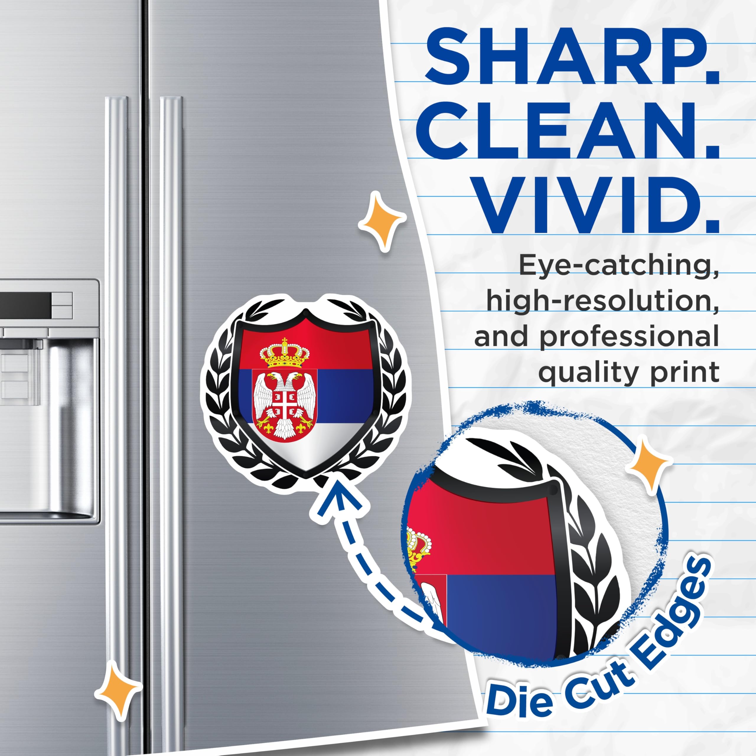 (2 Pack) Serbian Coat of Arms Magnets - Serbia National Flag Emblem - Double Headed Eagle Refrigerator Decor - 5 Inches On Longest Side - Thick Durable Magnet - Made in USA - MAG19423