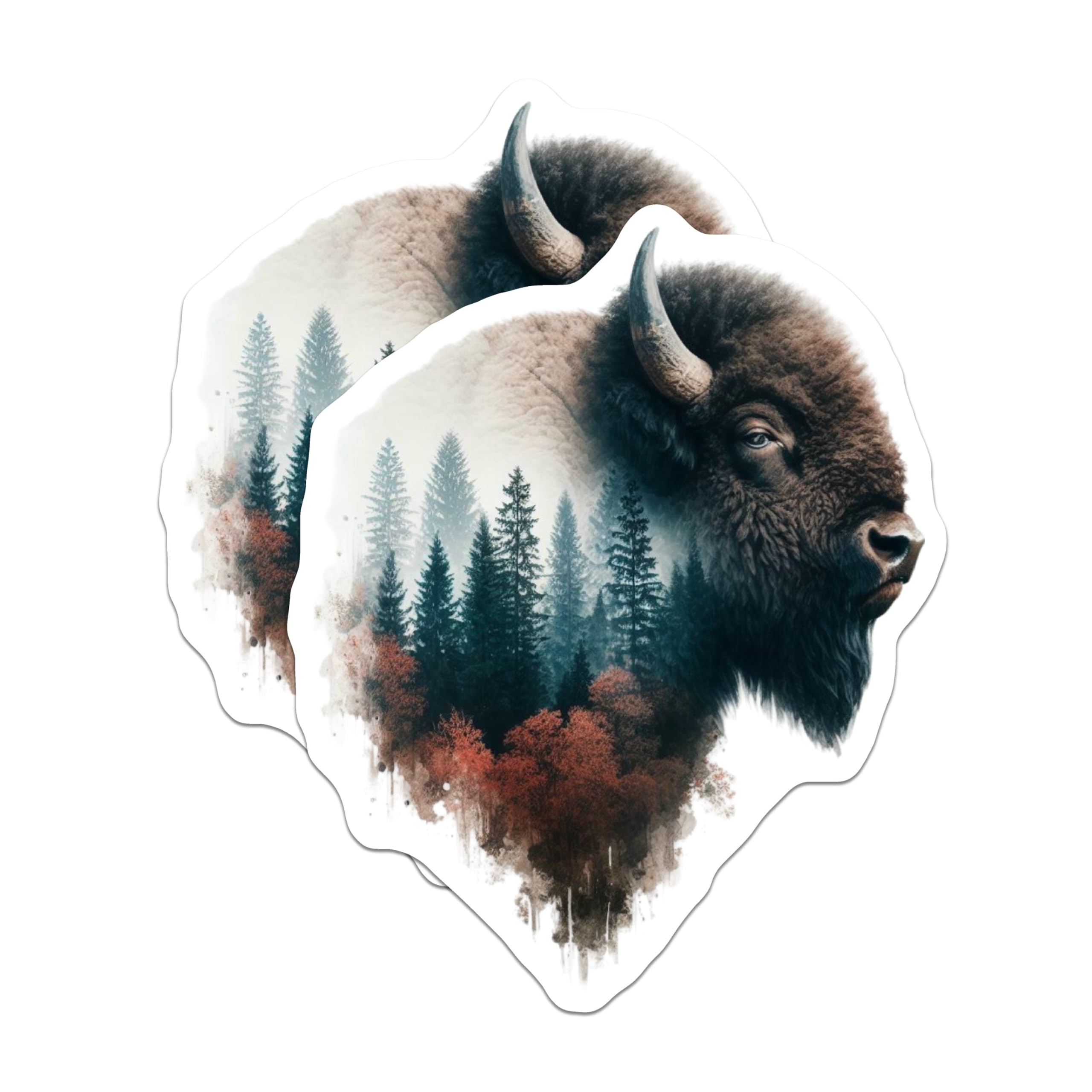 (2 Pack) Bison Magnets - Animal Refrigerator Magnets - Nature Lover Decoration - 5" On Longest Side - Premium Magnet - for Cars, Refrigerators, Toolboxes, Lockers - Made in USA - MAG15869
