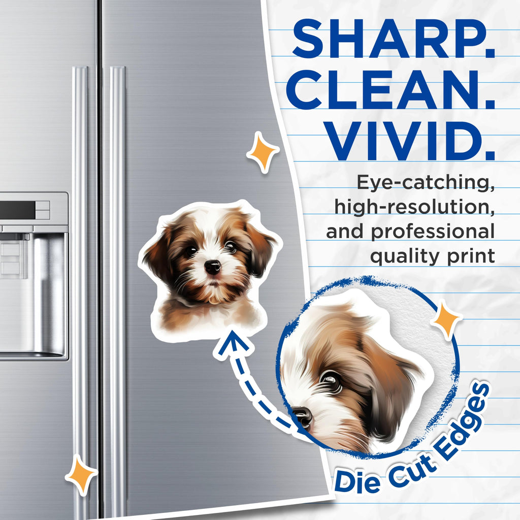 (2 Pack) Cute Puppy Magnets - Adorable Dog Lover Kitchen Decor - Pet Parent Fridge Accessory for Animal Fans - 5 Inches On Longest Side - Thick Durable Magnet - Made in USA - MAG26333