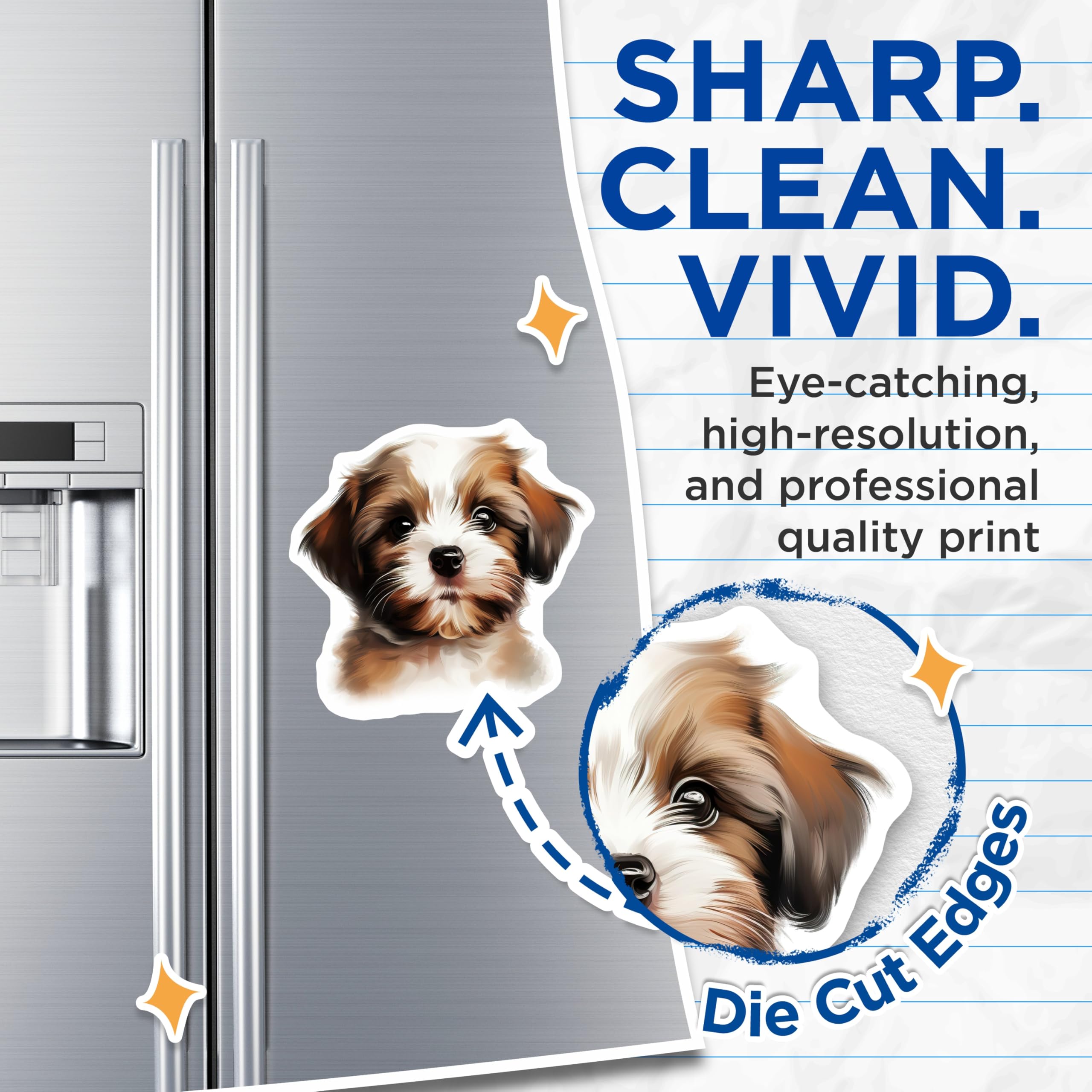 (2 Pack) Cute Puppy Magnets - Adorable Dog Lover Kitchen Decor - Pet Parent Fridge Accessory for Animal Fans - 5 Inches On Longest Side - Thick Durable Magnet - Made in USA - MAG26333