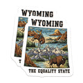(2 Pack) Wyoming Equality State Magnets - Cowboy and Buffalo - Mountain State Home Decor - 5" On Longest Side - Premium Magnet - for Cars, Refrigerators, Toolboxes, Lockers - Made in USA - MAG17828