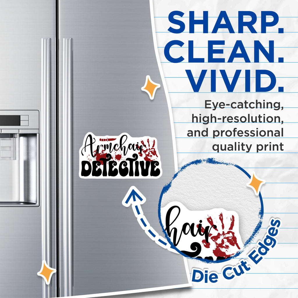 (2 Pack) Armchair Detective Magnets - True Crime Fan - Mystery Lover - Spooky Fridge Decor - 5 Inches On Longest Side - Thick Durable Magnet - Made in USA - MAG39705