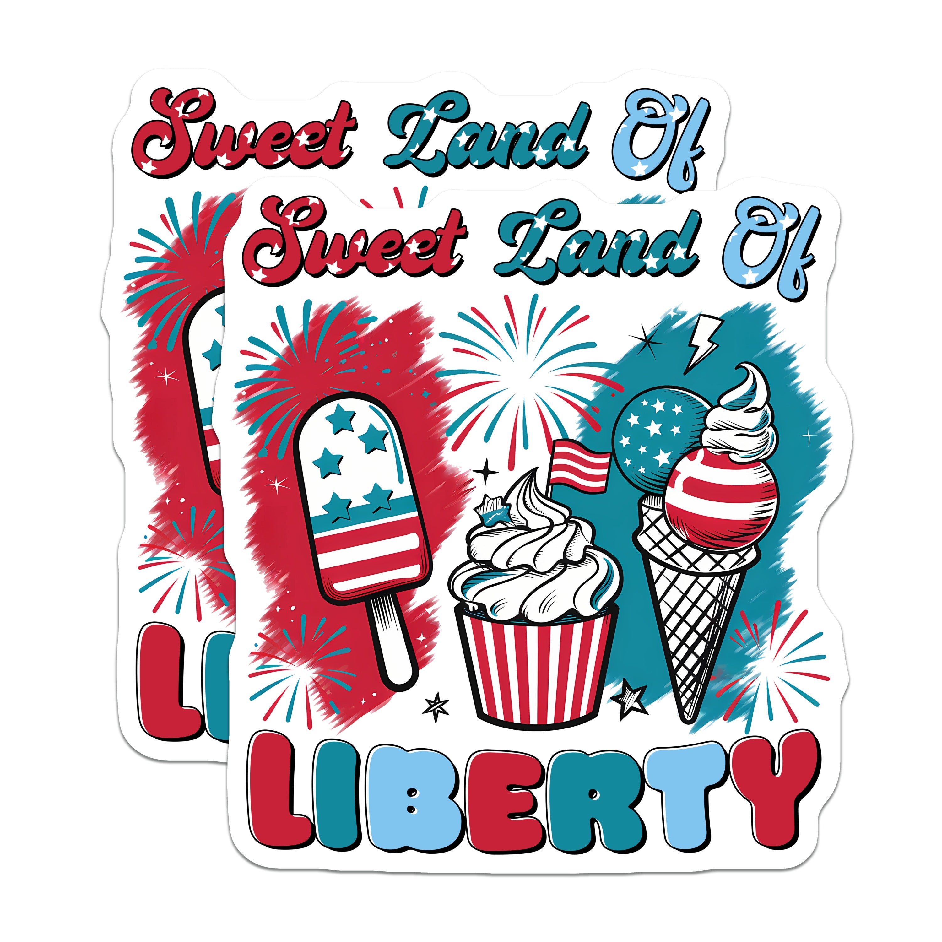 (2 Pack) Patriotic Magnets - Sweet Land Liberty Fridge Decor - Fourth of July Kitchen Accents - 5 Inches On Longest Side - Thick Durable Magnet - Made in USA - MAG39168