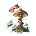 (2 Pack) Mushroom Castle Magnets - Fairy Tale Decor - Fantasy Forest Art Refrigerator Magnets - 5 Inches On Longest Side - Thick Durable Magnet - Made in USA - MAG37903