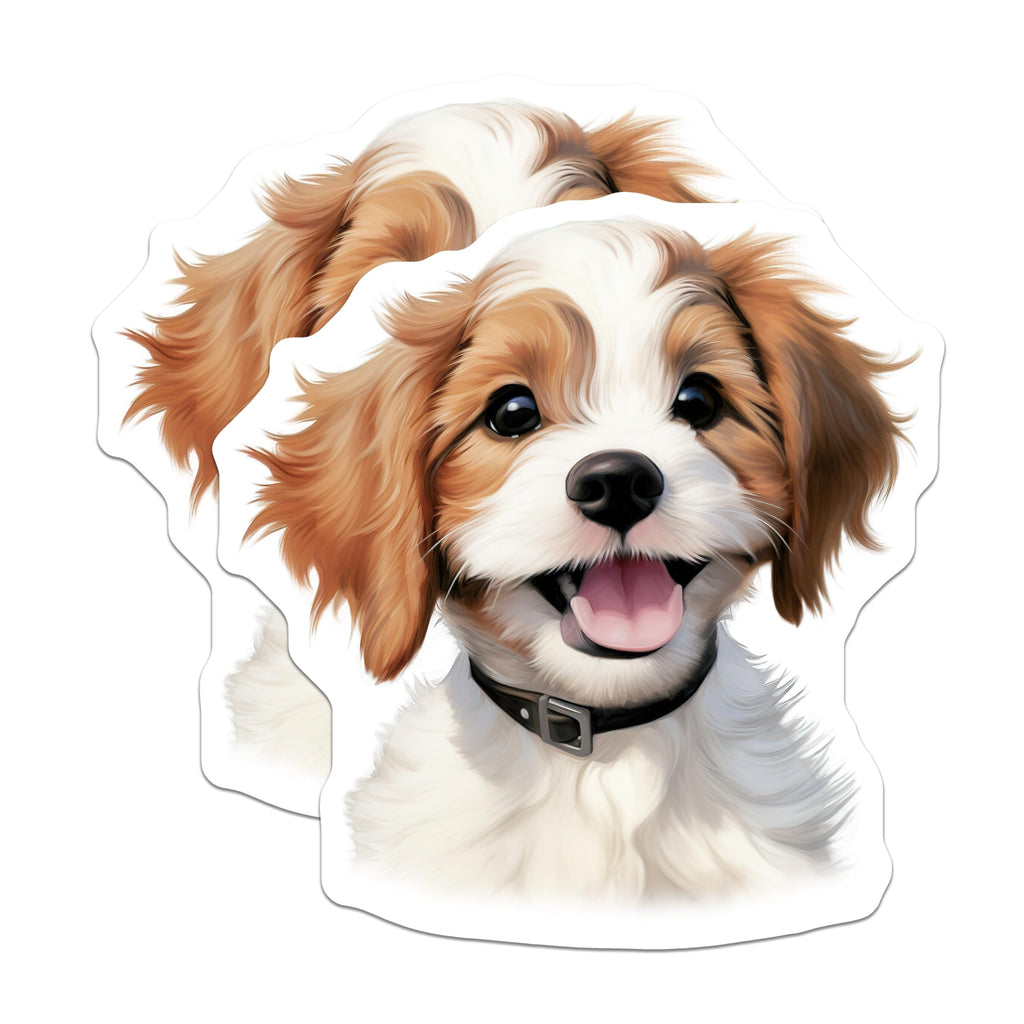 (2 Pack) Cute Puppy Magnets - Happy Dog Decor - Animal Lover Pet Accent - 5 Inches On Longest Side - Thick Durable Magnet - Made in USA - MAG29096