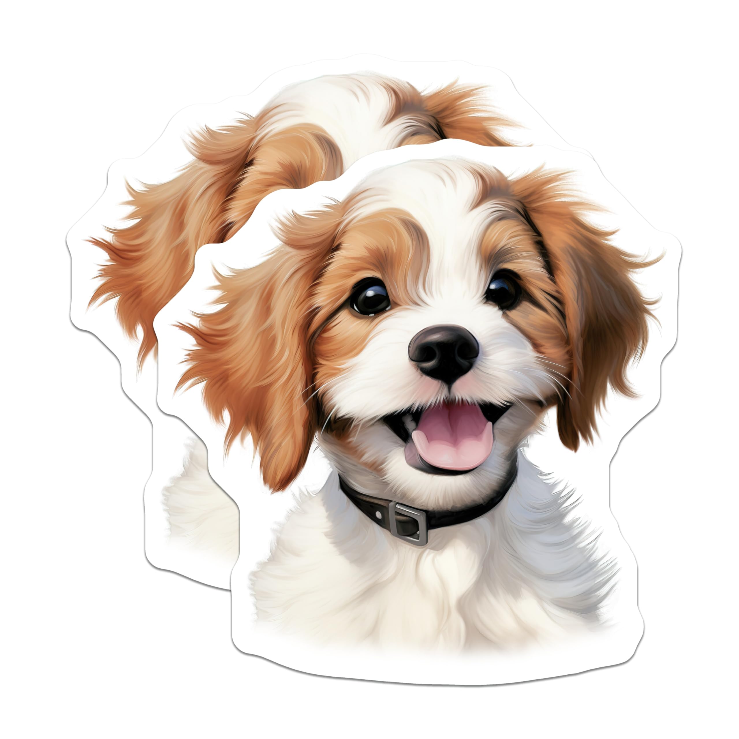(2 Pack) Cute Puppy Magnets - Happy Dog Decor - Animal Lover Pet Accent - 5 Inches On Longest Side - Thick Durable Magnet - Made in USA - MAG29096