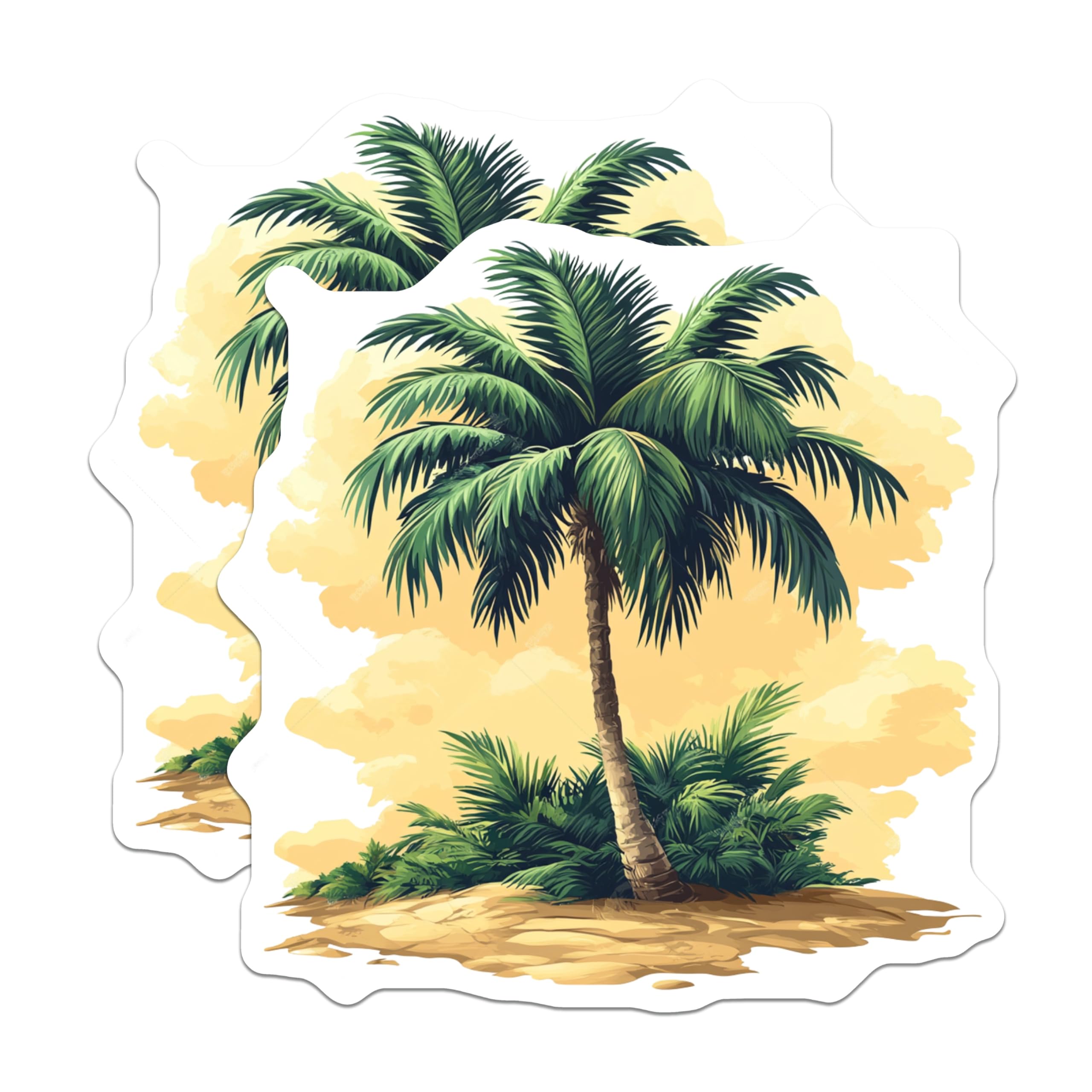 (2 Pack) Tropical Palm Tree Island Magnets - Beach Vacation Refrigerator Decor - Coastal Summer Aesthetic Kitchen Magnets - 5 Inches On Longest Side - Thick Durable Magnet - Made in USA - MAG23716