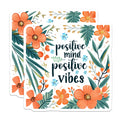 (2 Pack) Positive Mind Positive Vibes Magnets - Floral Botanical Decor - Inspirational Affirmation Refrigerator Decor - 5 Inches On Longest Side - Thick Durable Magnet - Made in USA - MAG37969