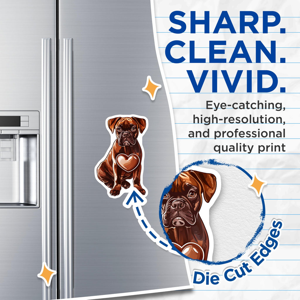 (2 Pack) Boxer Dog Magnets - Heart Design - Canine Lover Decor - 5" On Longest Side - Premium Magnet - for Cars, Refrigerators, Toolboxes, Lockers - Made in USA - MAG16670