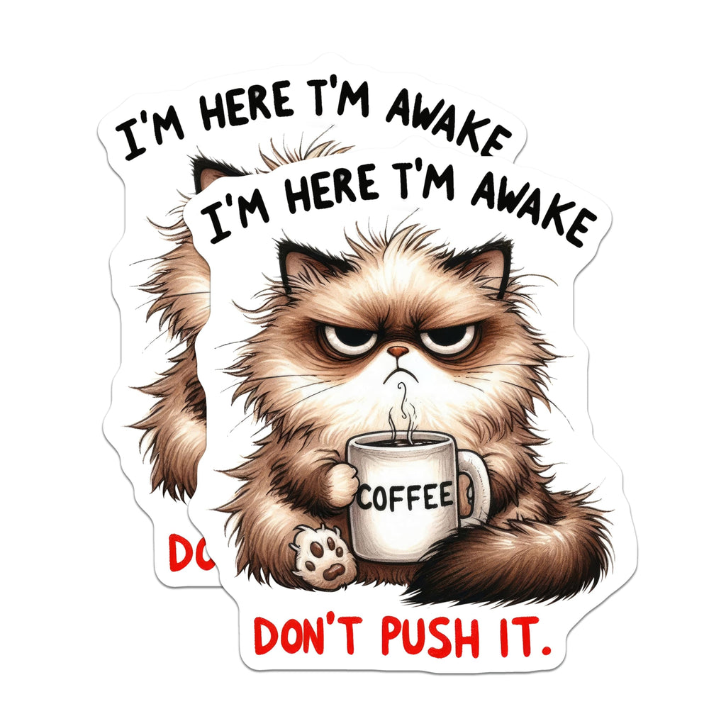(2 Pack) Grumpy Cat Magnets - Coffee Lover Decor - Funny Feline Fridge Accessory - 5" On Longest Side - Sticks to Smooth Flat Surfaces - Made in USA - MAG10496
