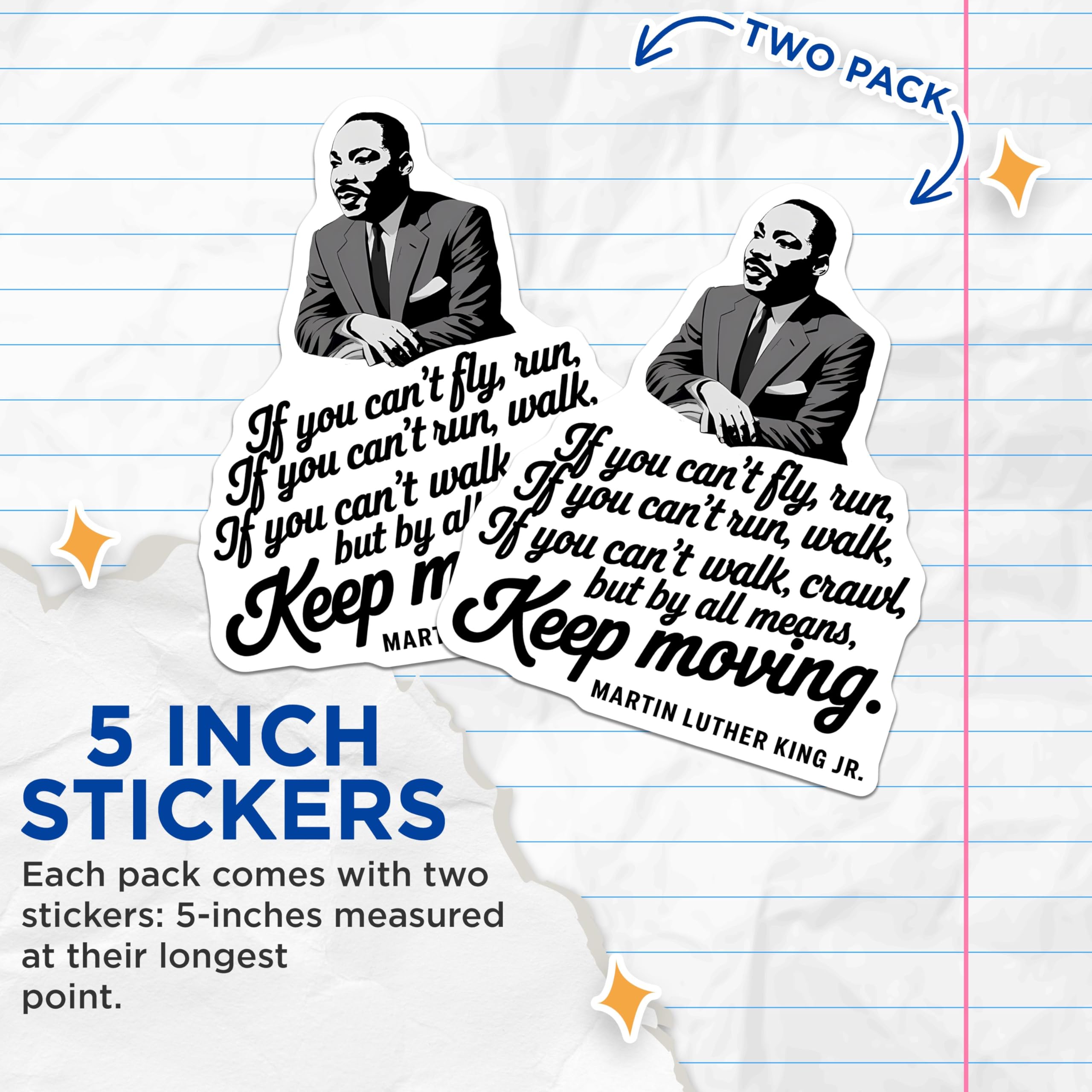 (2 Pack) Inspirational Quote Stickers - Motivational Stickers - Martin Luther King Jr Quote Decal - 5" On Longest Side - Sticks to Smooth Flat Surfaces - Made in USA - BMCS3757