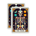 (2 Pack) Tiger Skeleton Magnets - Celestial Tarot Art - Mystical Zodiac Decor - 5 Inches On Longest Side - Thick Durable Magnet - Made in USA - MAG21101